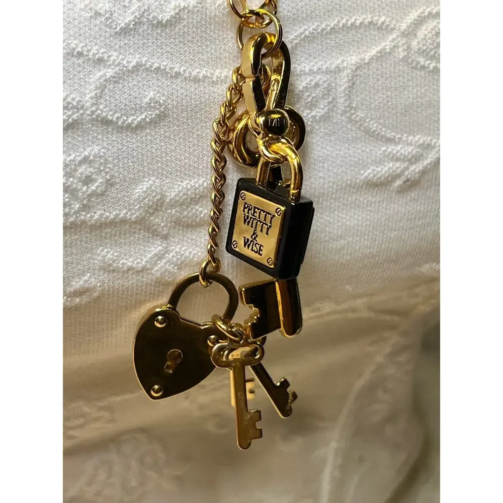 VNTG St. John Gold Toned Lock and Key Charm Pendant Necklace